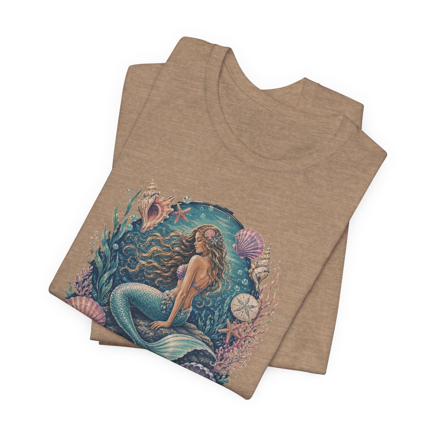 Mermaid Beach Graphic Tee - Vintage Ocean Illustration T-Shirt