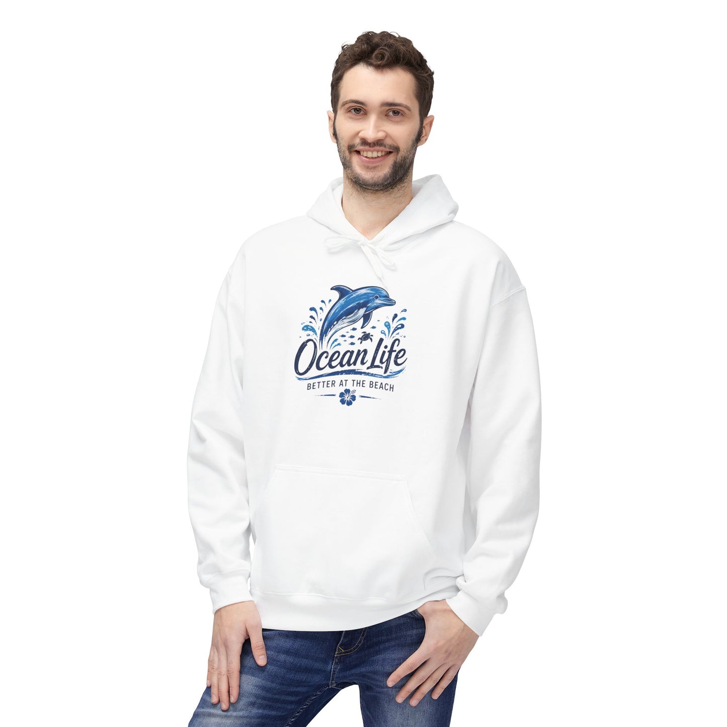 Ocean Life Hoodie - Beach Vibes Dolphin Surf Graphic