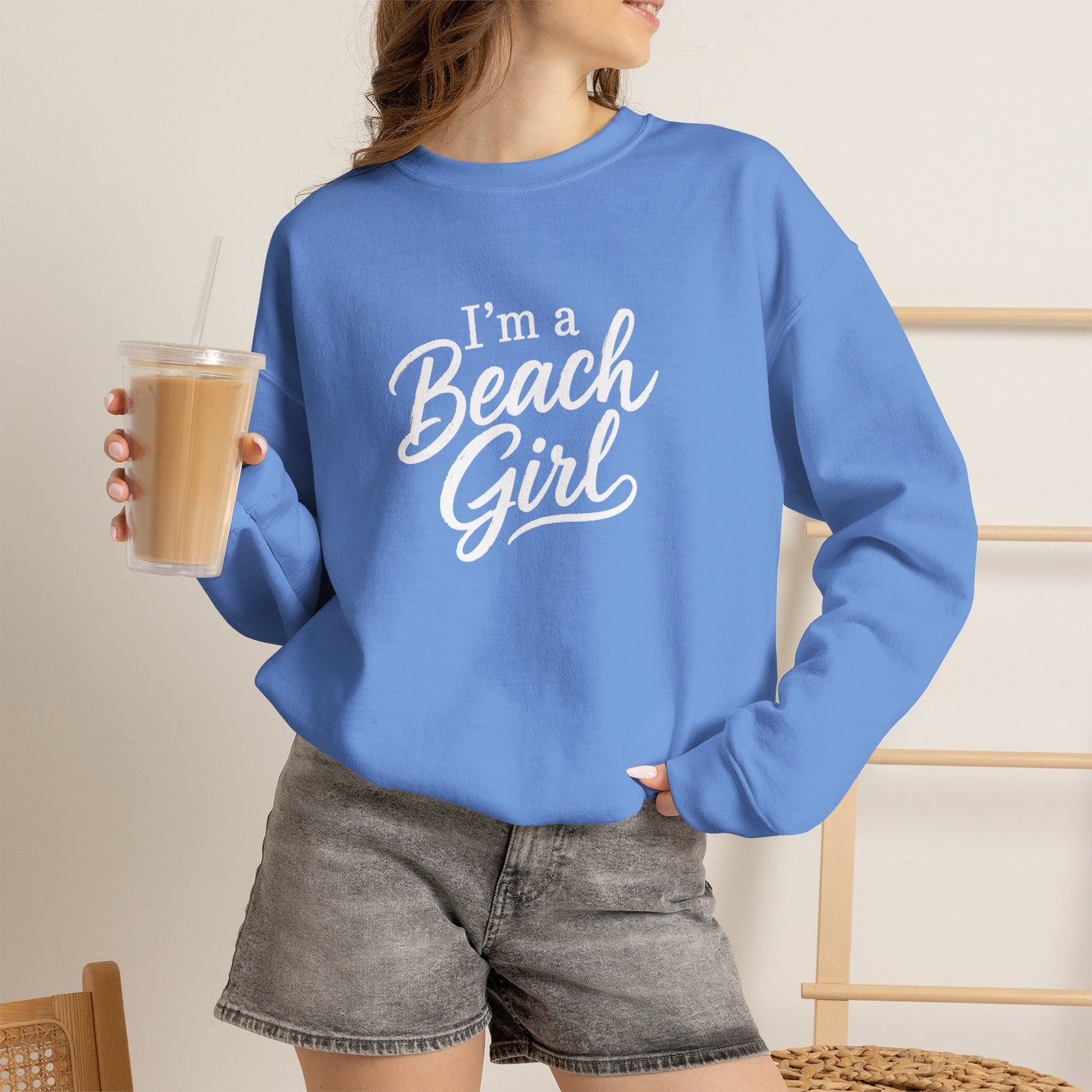 Beach Girl Sweatshirt — "I'm a Beach Girl" Cozy Crewneck
