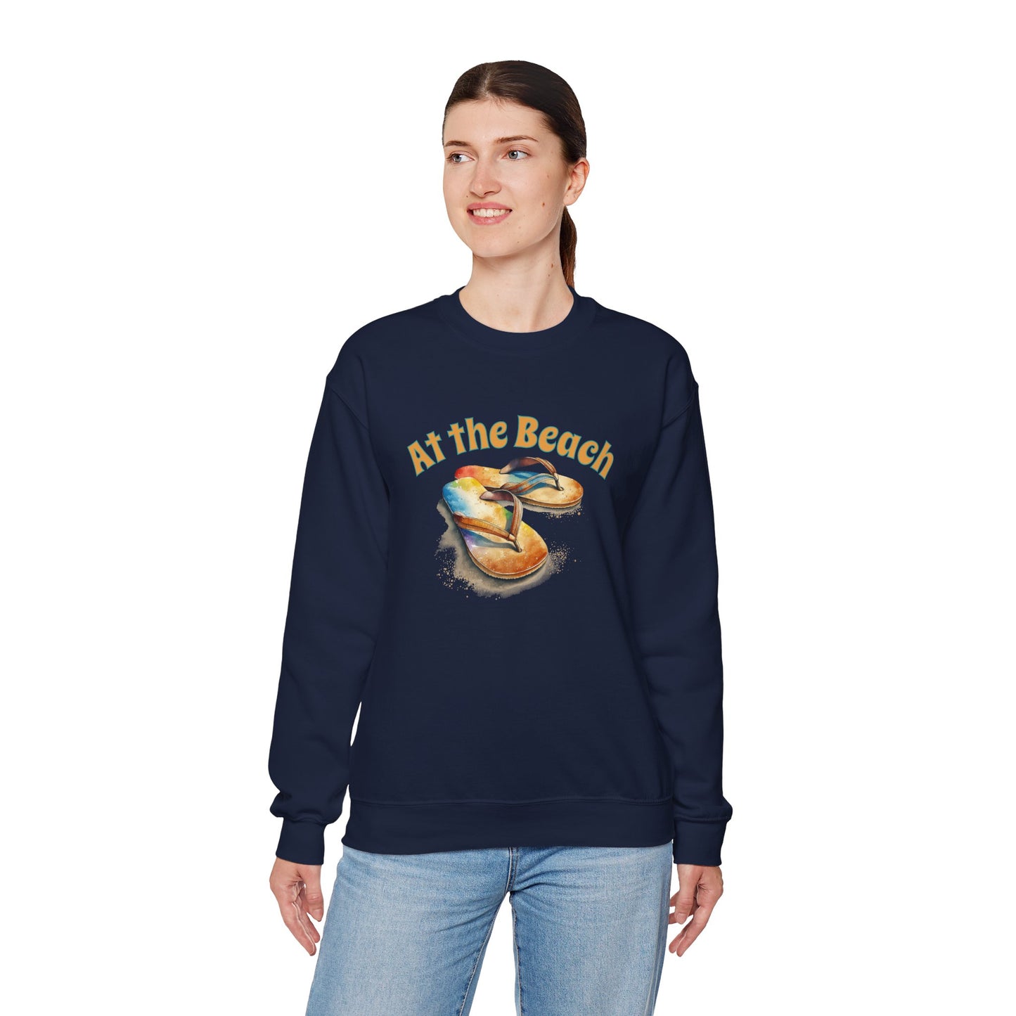 At the Beach Flip Flop Unisex Sweatshirt - "At the Beach" Flip Flop Design