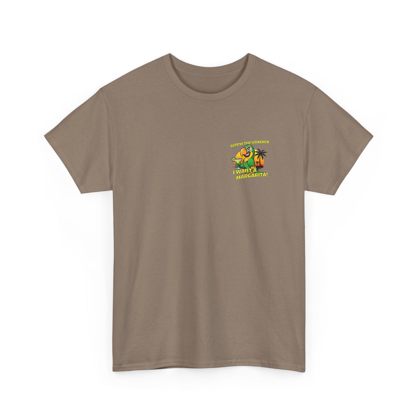 Screw the Cracker I Want a Margarita" T-Shirt Tropical Parrot Cocktail Tee