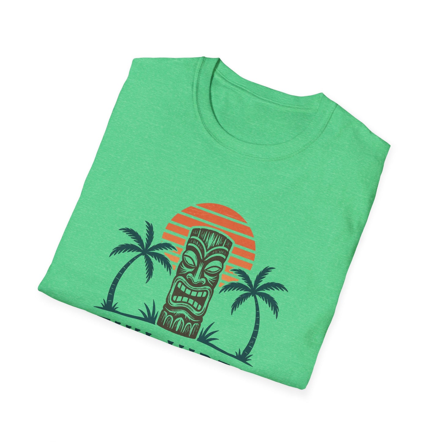 Tiki Vibes Sunset Tee (Palm Trees & Tiki Mask)