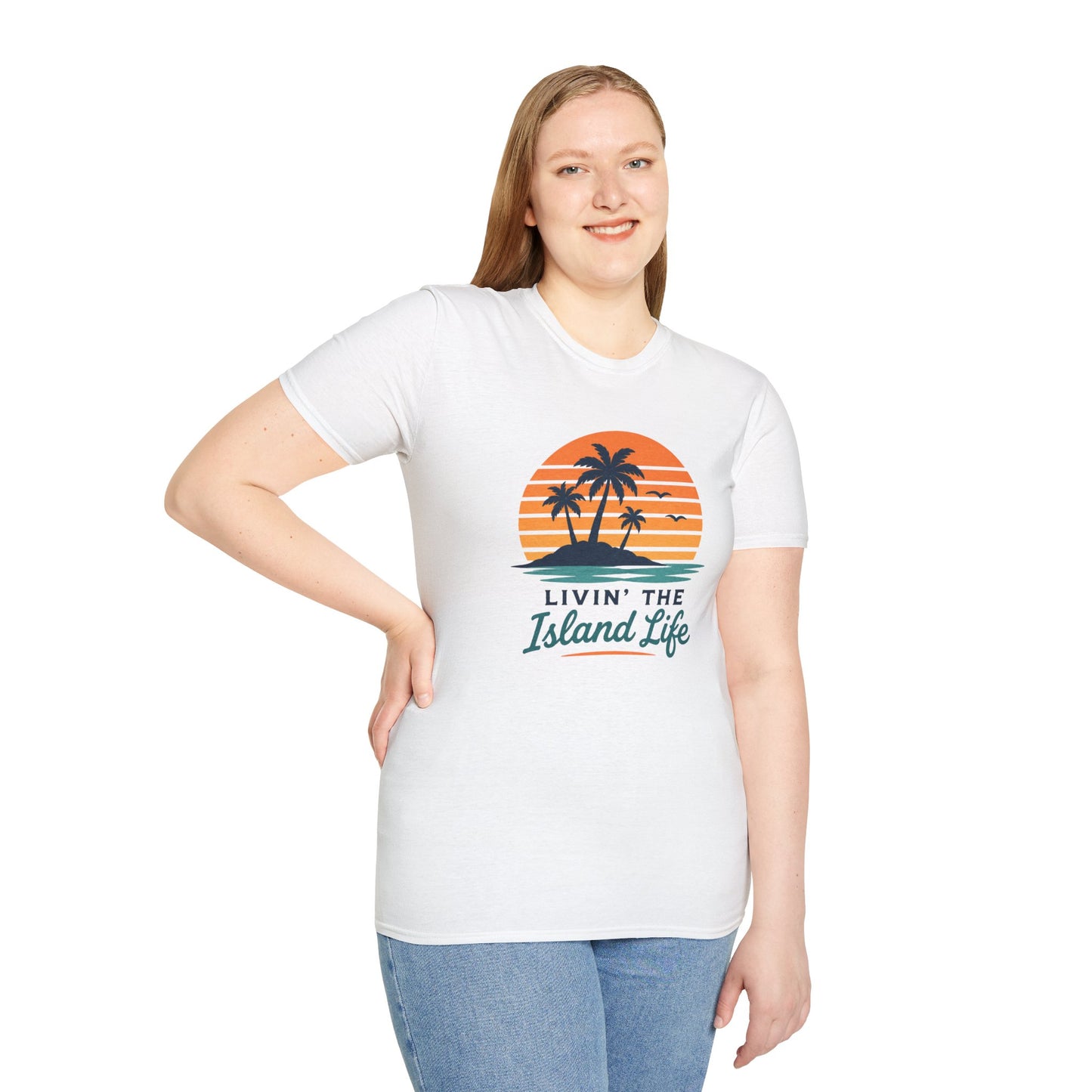 Island Life T-Shirt — "Livin' The Island Life" Retro Palm Sunset Tee