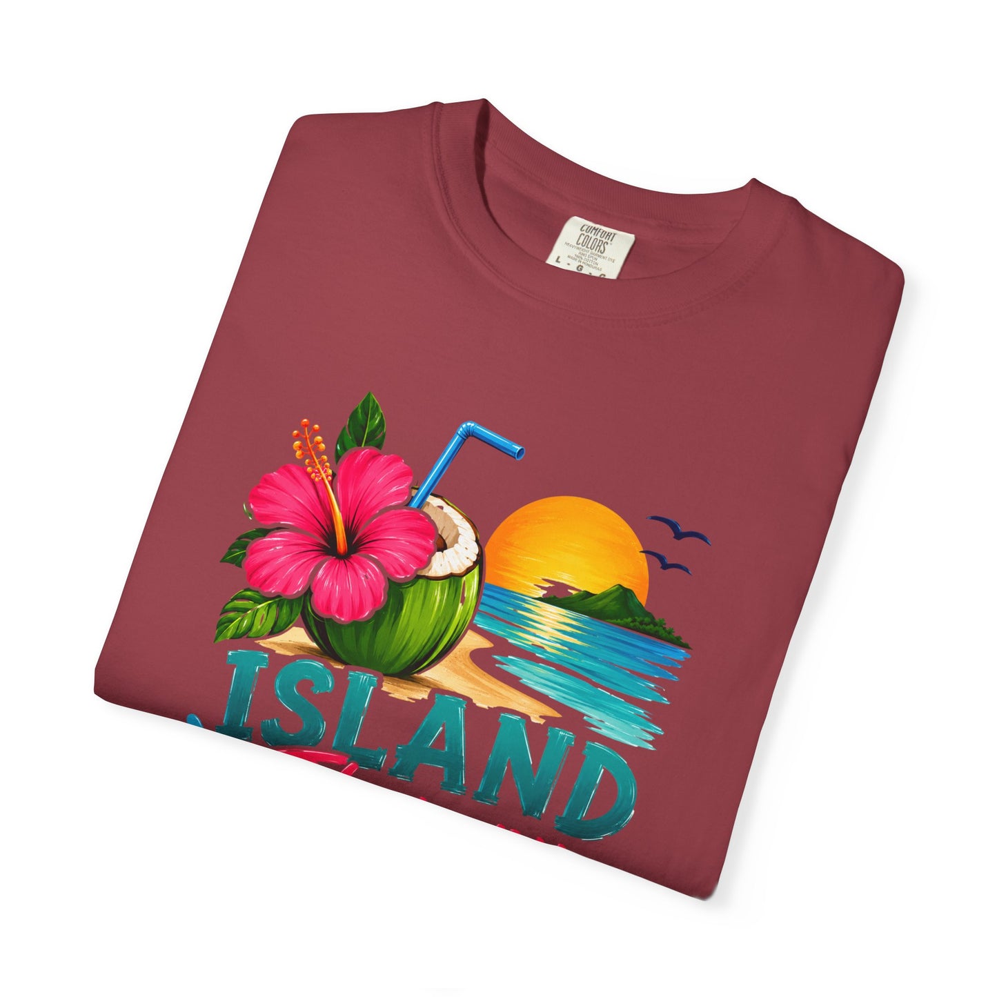 Island Therapy T‑Shirt — Tropical Sunset Coconut Drink Beach Tee