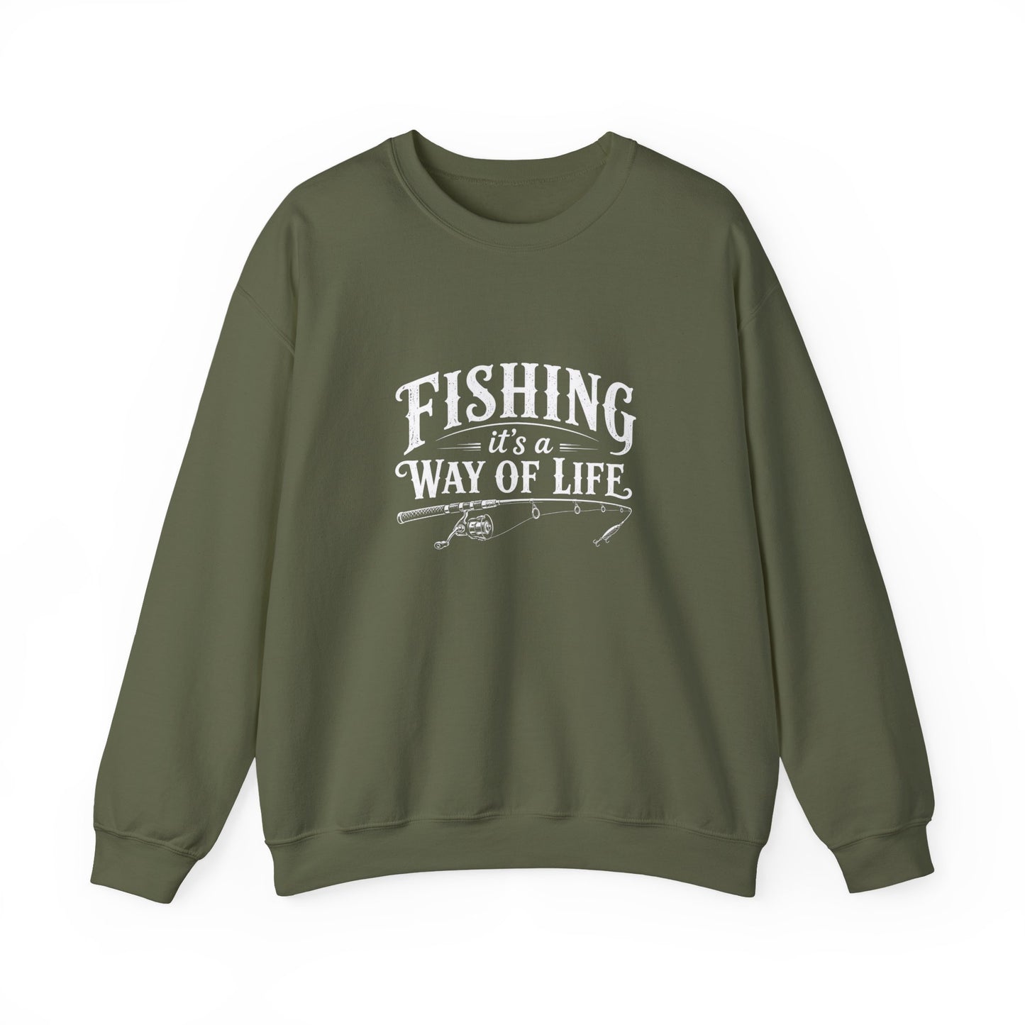 Green sweatshirt with white text on a white background