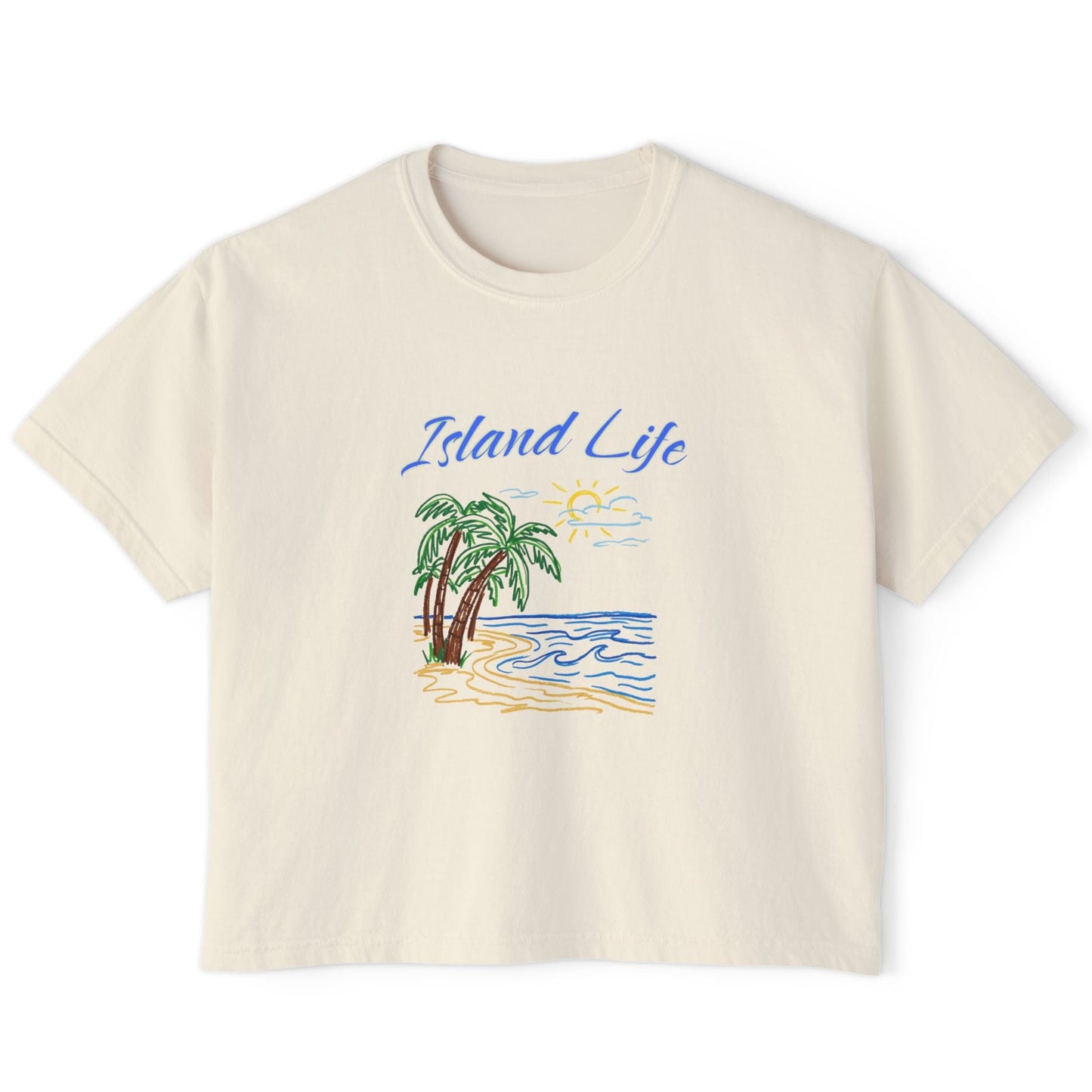 Island Life Boxy Tee — Women's Tropical Palm Beach T‑Shirt
