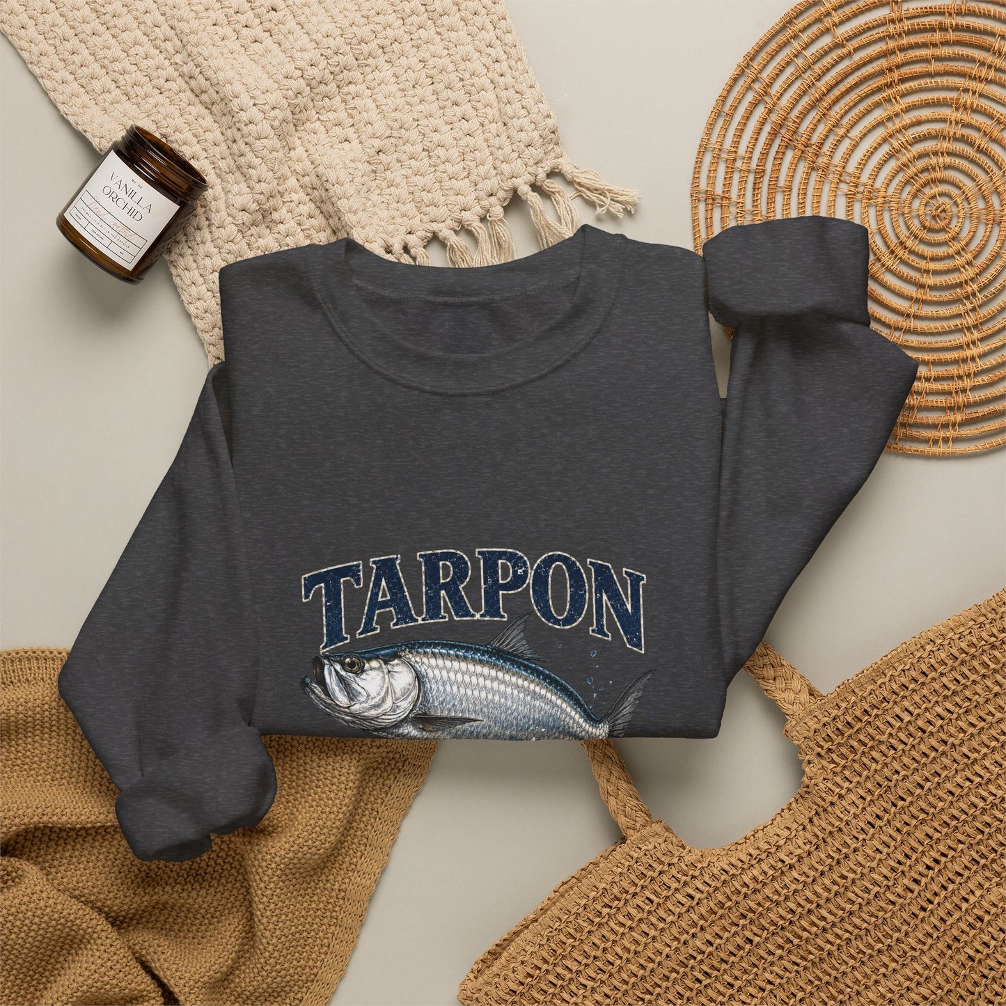 Tarpon Fishing Crewneck Sweatshirt — Vintage Tarpon Graphic Pullover