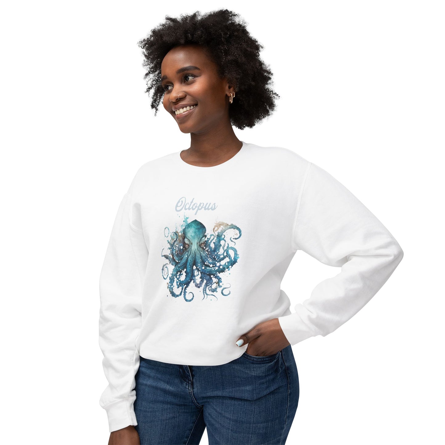 Beach Club Octopus Unisex Lightweight Crewneck Sweatshirt - Octopus Design