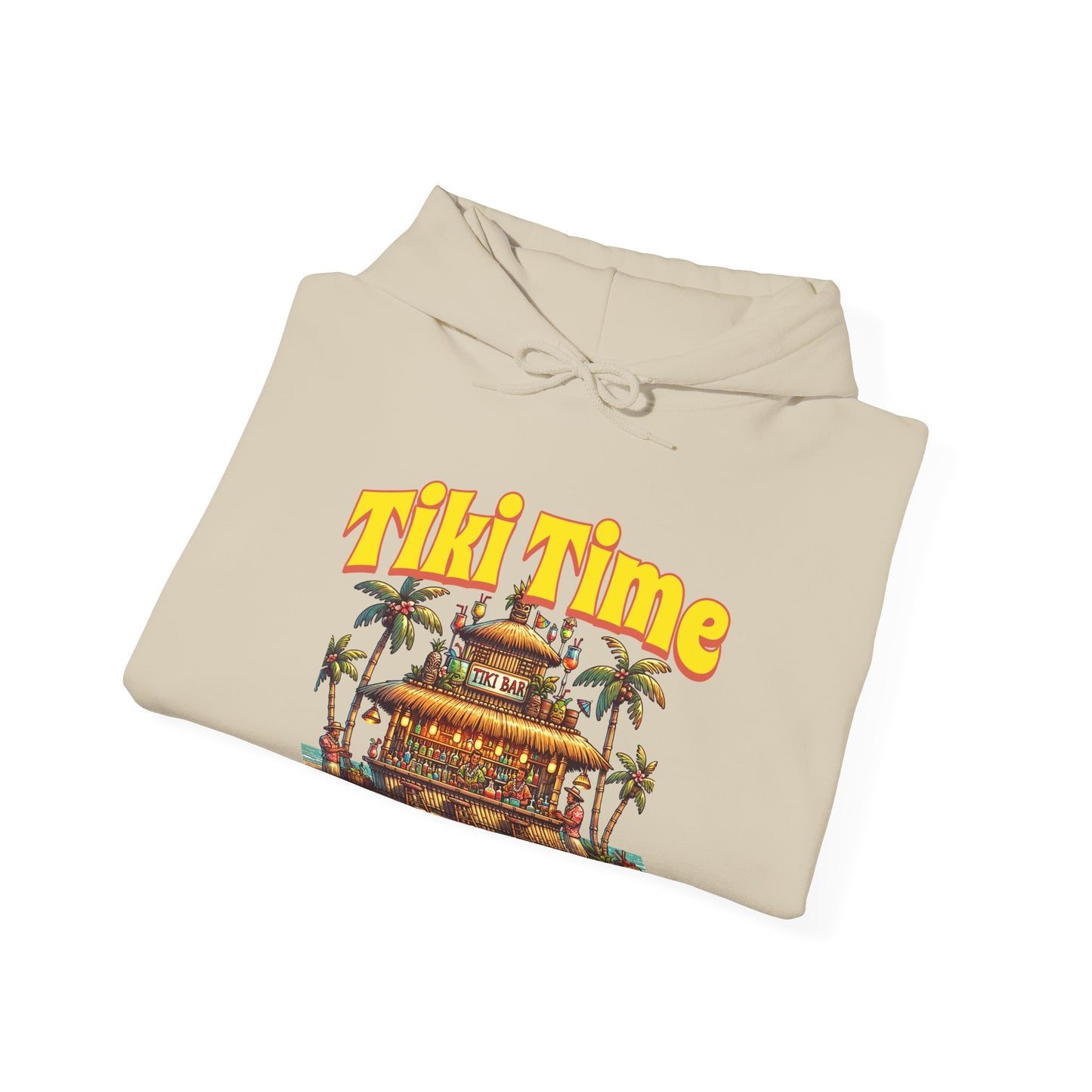 Tiki Time Unisex Hooded Sweatshirt - Tropical Vibes for Vacation Lovers