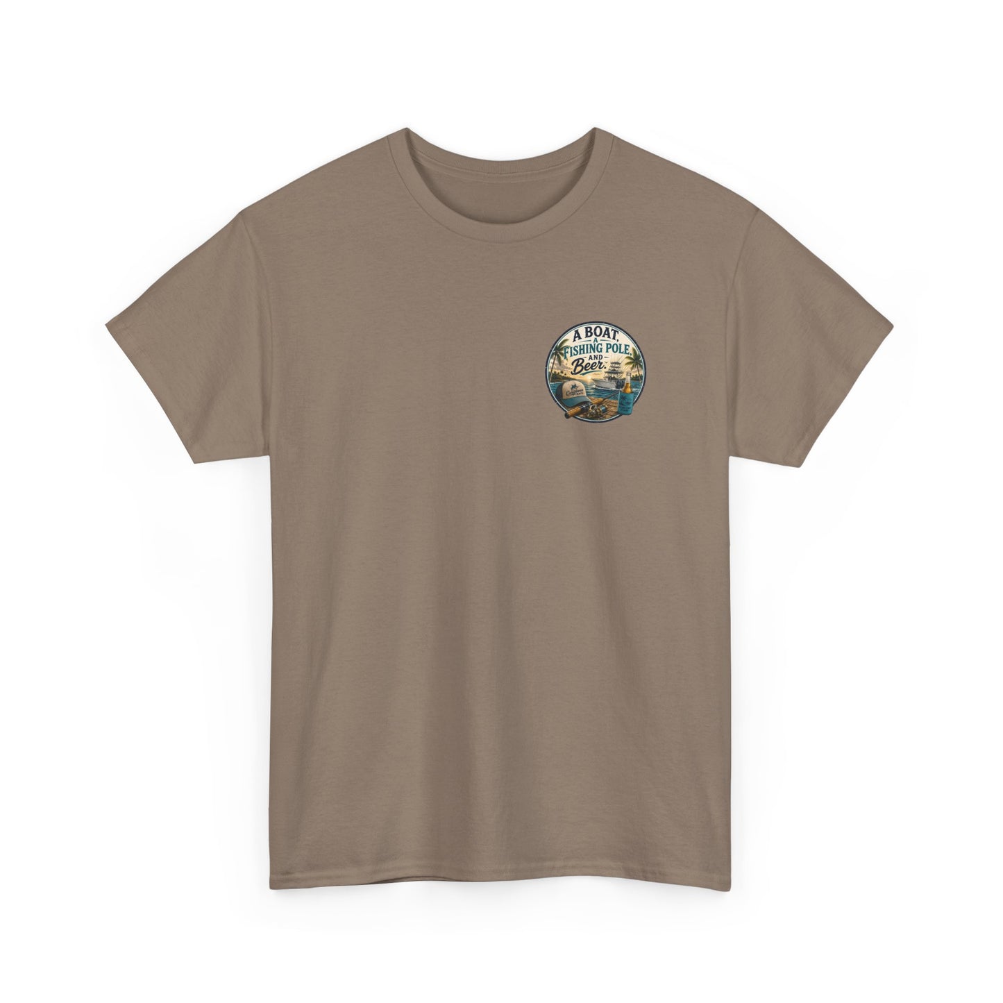 T-Shirt — "A Boat, Fishing Pole and Beer" Vintage Fishing Graphic Tee