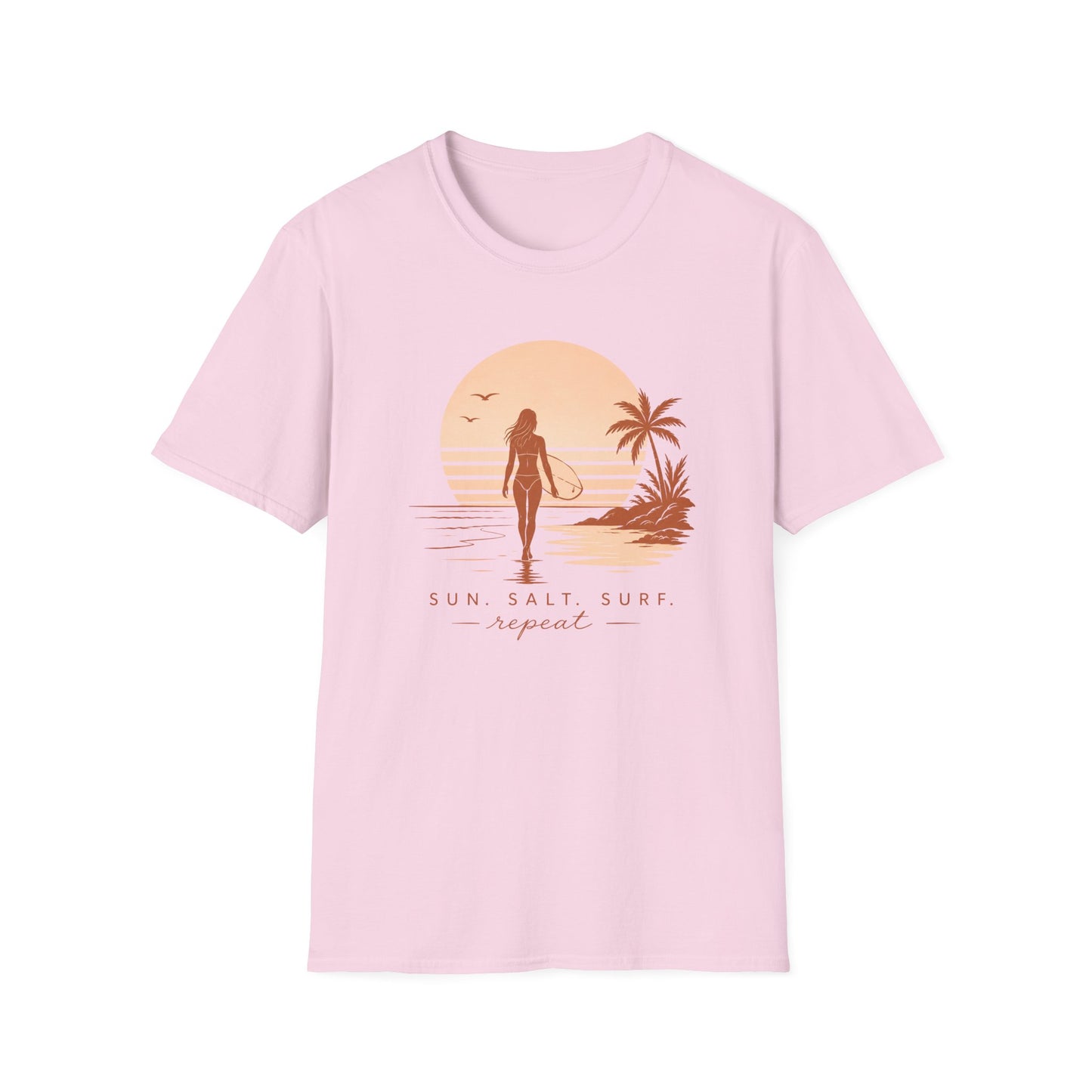 Surf Sunset T-Shirt — "Sun, Salt, Surf, Repeat" Beach Tee