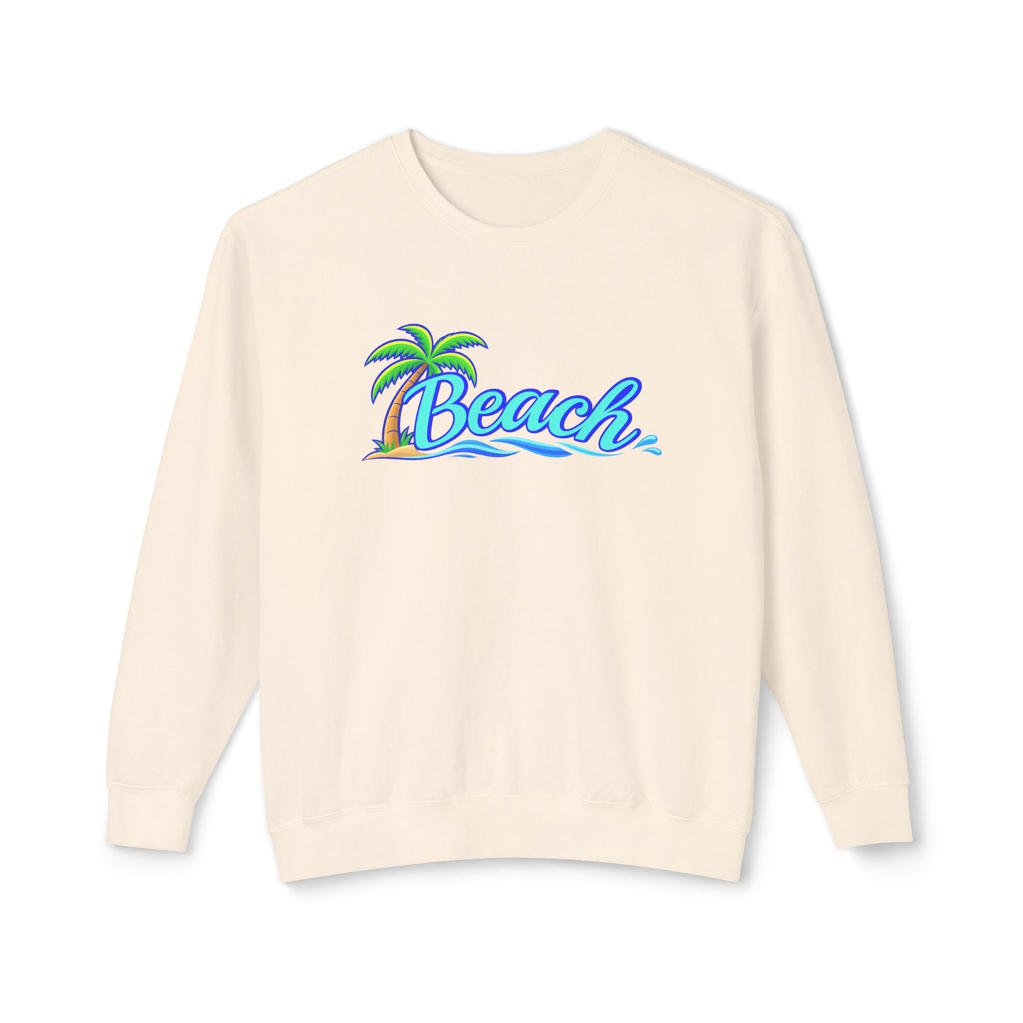 Beach Graphic Crewneck Sweatshirt — Palm Tree Retro Surf Vibe
