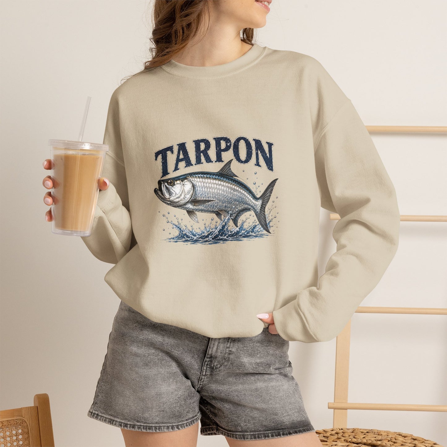 Tarpon Fishing Crewneck Sweatshirt — Vintage Tarpon Graphic Pullover