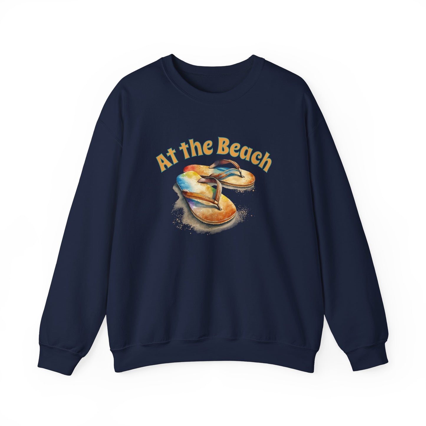 At the Beach Flip Flop Unisex Sweatshirt - "At the Beach" Flip Flop Design -Caribbean Rays