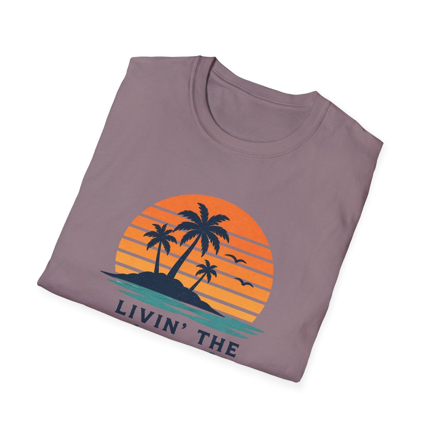 Island Life T-Shirt — "Livin' The Island Life" Retro Palm Sunset Tee
