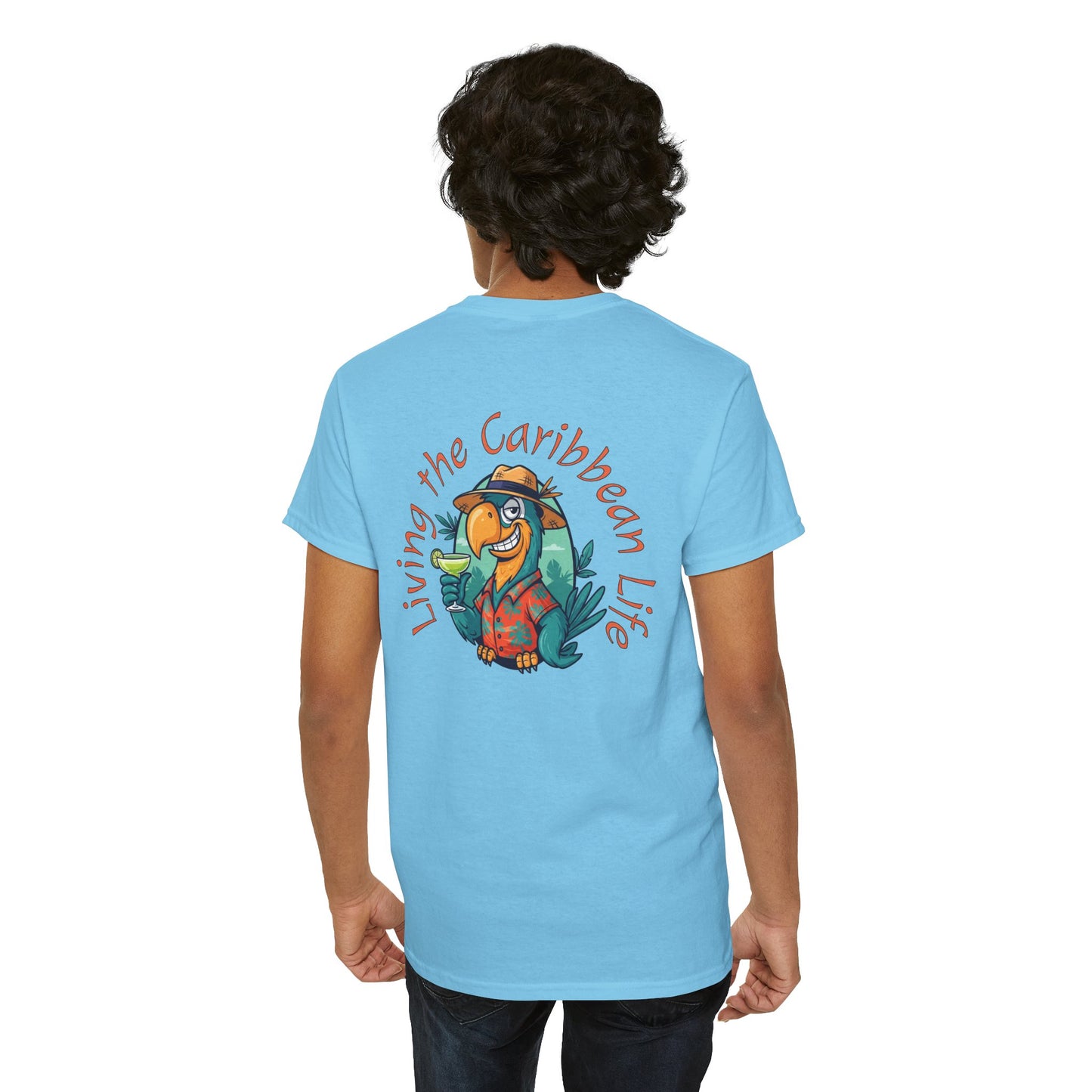 "Living the Caribbean Life" Parrot Vacation Tee