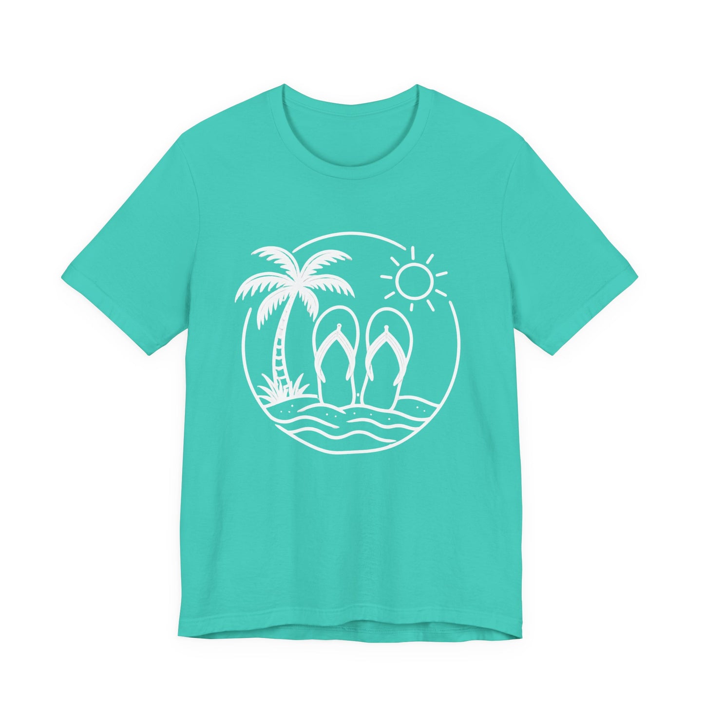 Beach Flip Flop Palm Circle Graphic Tee