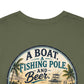 T-Shirt — "A Boat, Fishing Pole and Beer" Vintage Fishing Graphic Tee