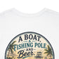 T-Shirt — "A Boat, Fishing Pole and Beer" Vintage Fishing Graphic Tee