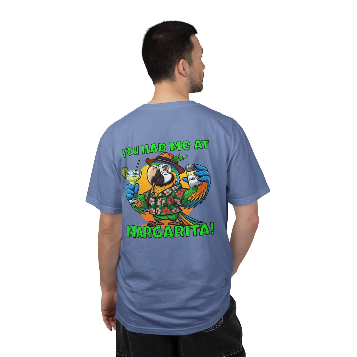 You Had Me at Margarita T-Shirt — Tropical Parrot Cocktail Tee