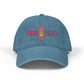 Blue cap with 'Tiki Girl' text and tiki design on a white background