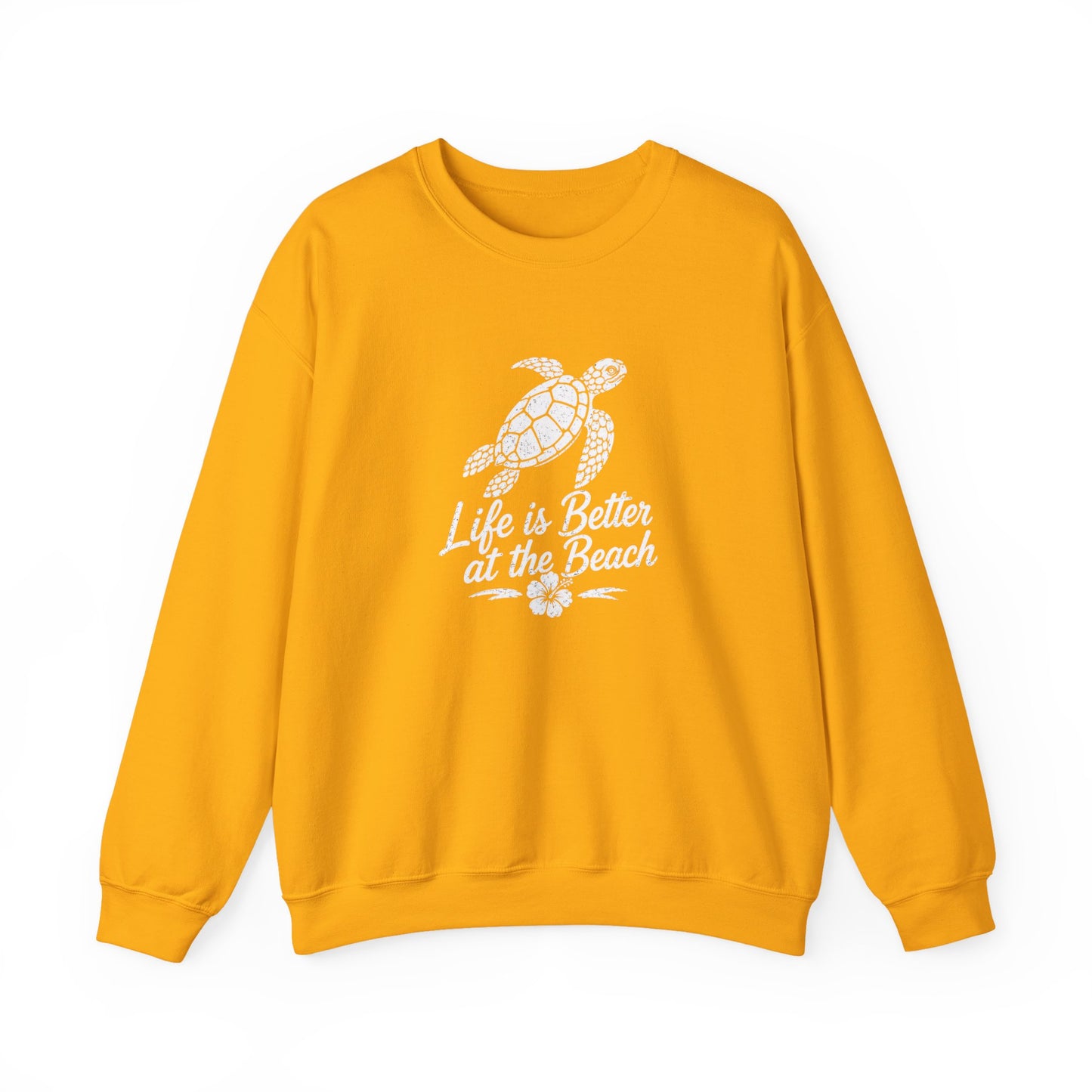 Beach Turtle Crewneck Sweatshirt — "Life is Better at the Beach"