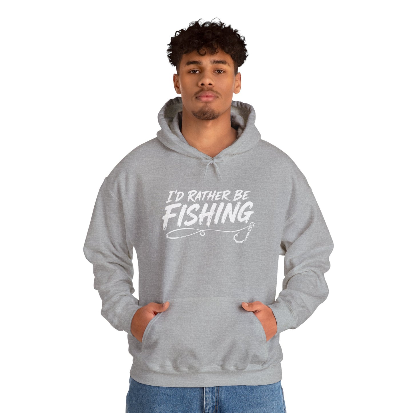 Fishing Hoodie – "I'd Rather Be Fishing" Graphic Pullover for Anglers