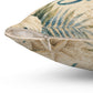 Square polyester pillow with tropical coastal print, zipper closure on edge