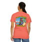 T-Shirt — "Living in Paradise and Loving It" Tropical Parrot Beach Tee