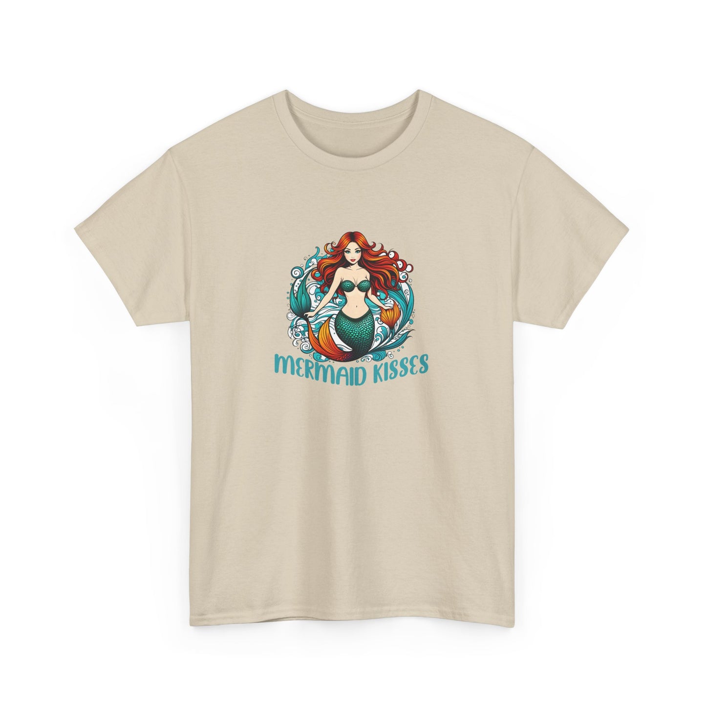 Mermaid Kisses Unisex Heavy Cotton Tee – Fun, Relaxed Vibe for Ocean Lovers