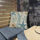Coastal Shells Outdoor Pillow — Nautical Starfish & Seaweed Patio Cushion