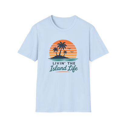 Island Life T-Shirt — "Livin' The Island Life" Retro Palm Sunset Tee