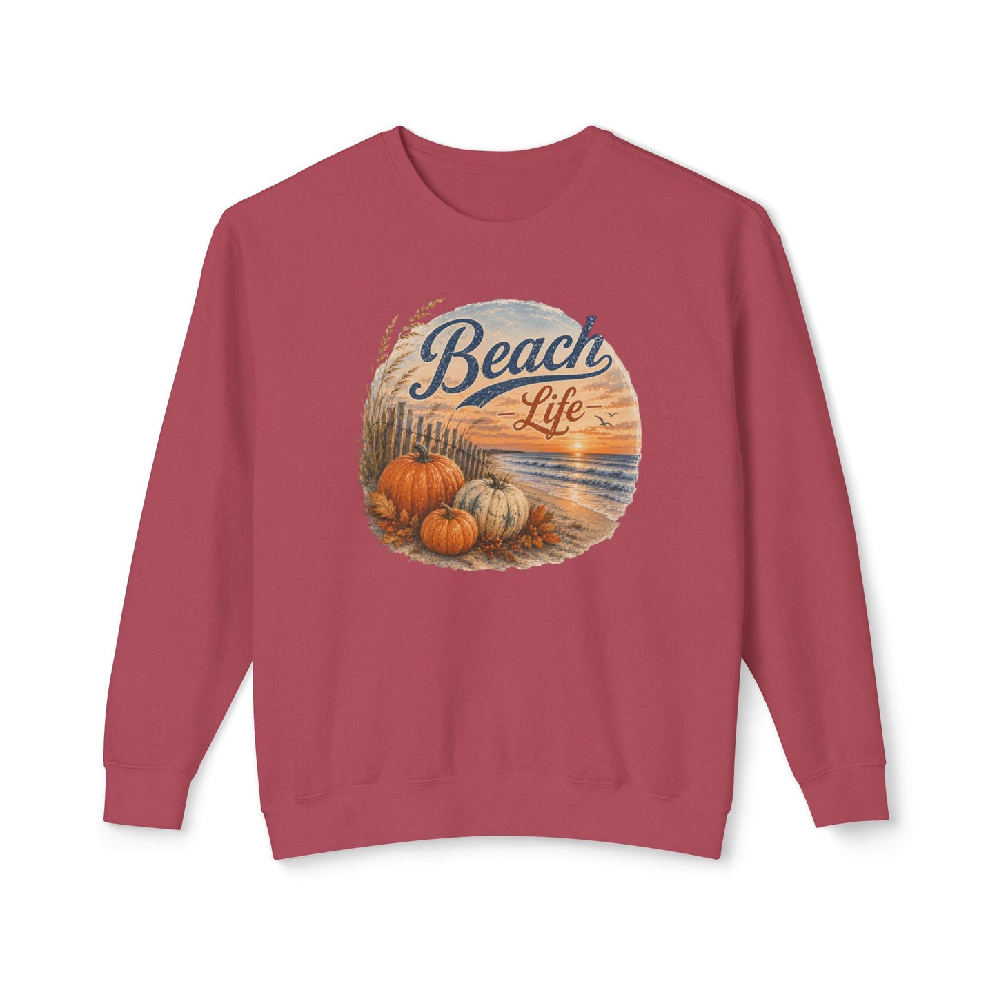 Beach Life Fall Pumpkin Lightweight Crewneck Sweatshirt