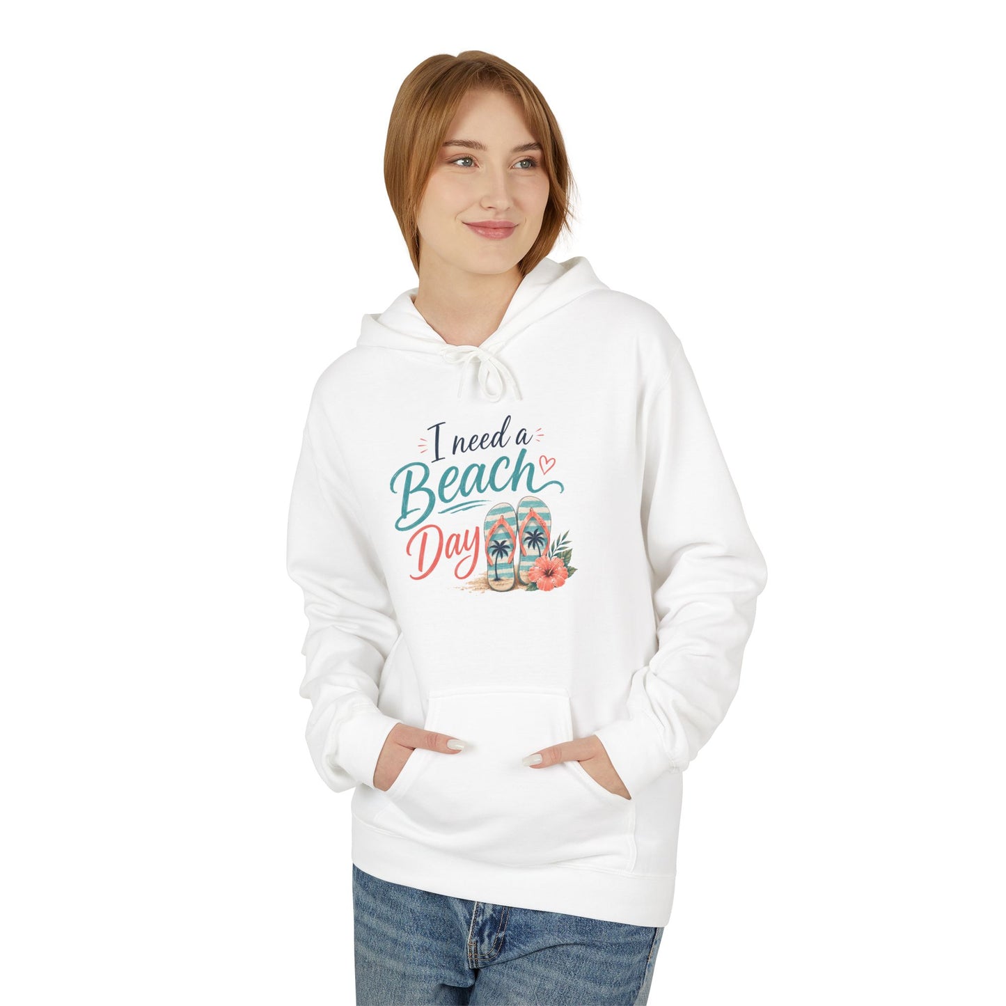 Beach Day Hoodie — "I Need a Beach Day" Cozy Surf Vibes Pullover