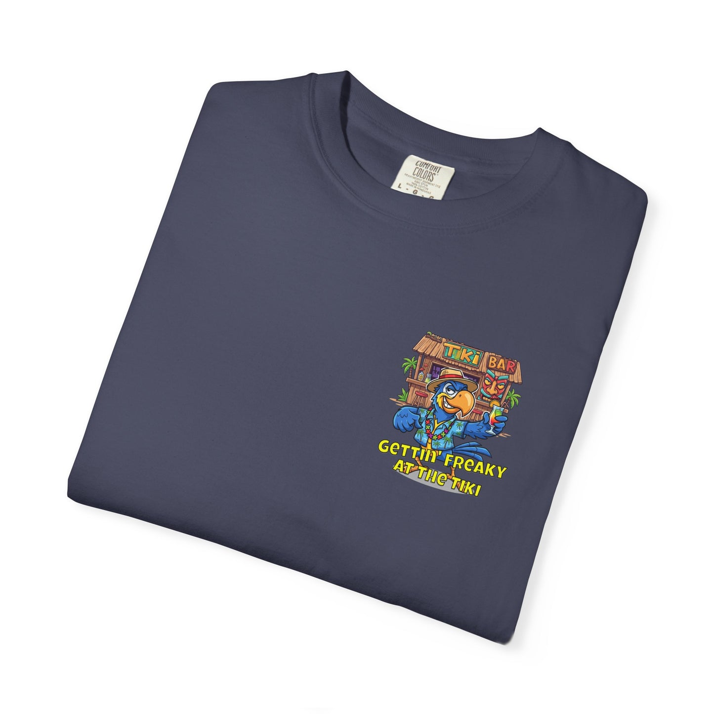 Gettin' Freaky at the Tiki Dancing Parrot Comfort Colors T-shirt