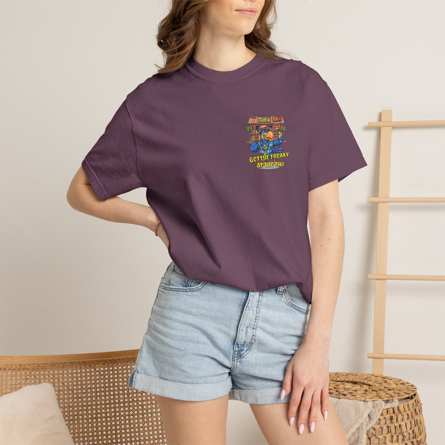 Gettin' Freaky at the Tiki Dancing Parrot Comfort Colors T-shirt