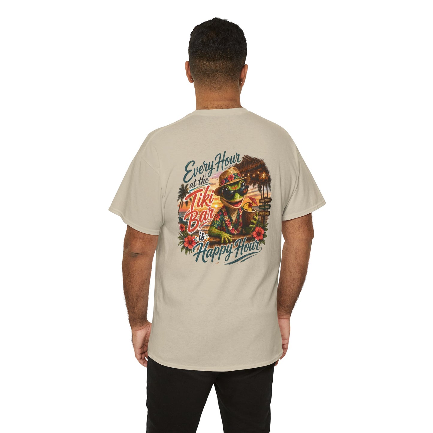 T-Shirt - "Every Hour at the Tiki Bar is Happy Hour" Vintage Tropical Tee