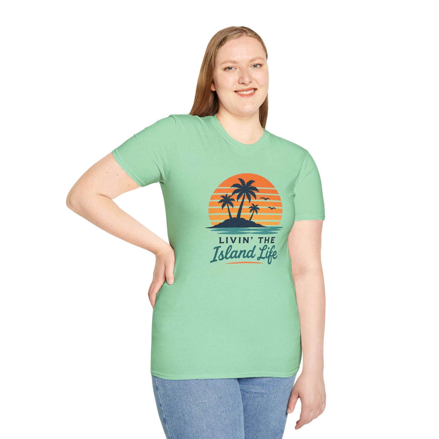 Island Life T-Shirt — "Livin' The Island Life" Retro Palm Sunset Tee