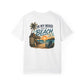 White t-shirt with beach graphic and text 'In my mind I'm at the beach' on a white background