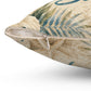 Square polyester pillow, tropical coastal print (zipper shown)