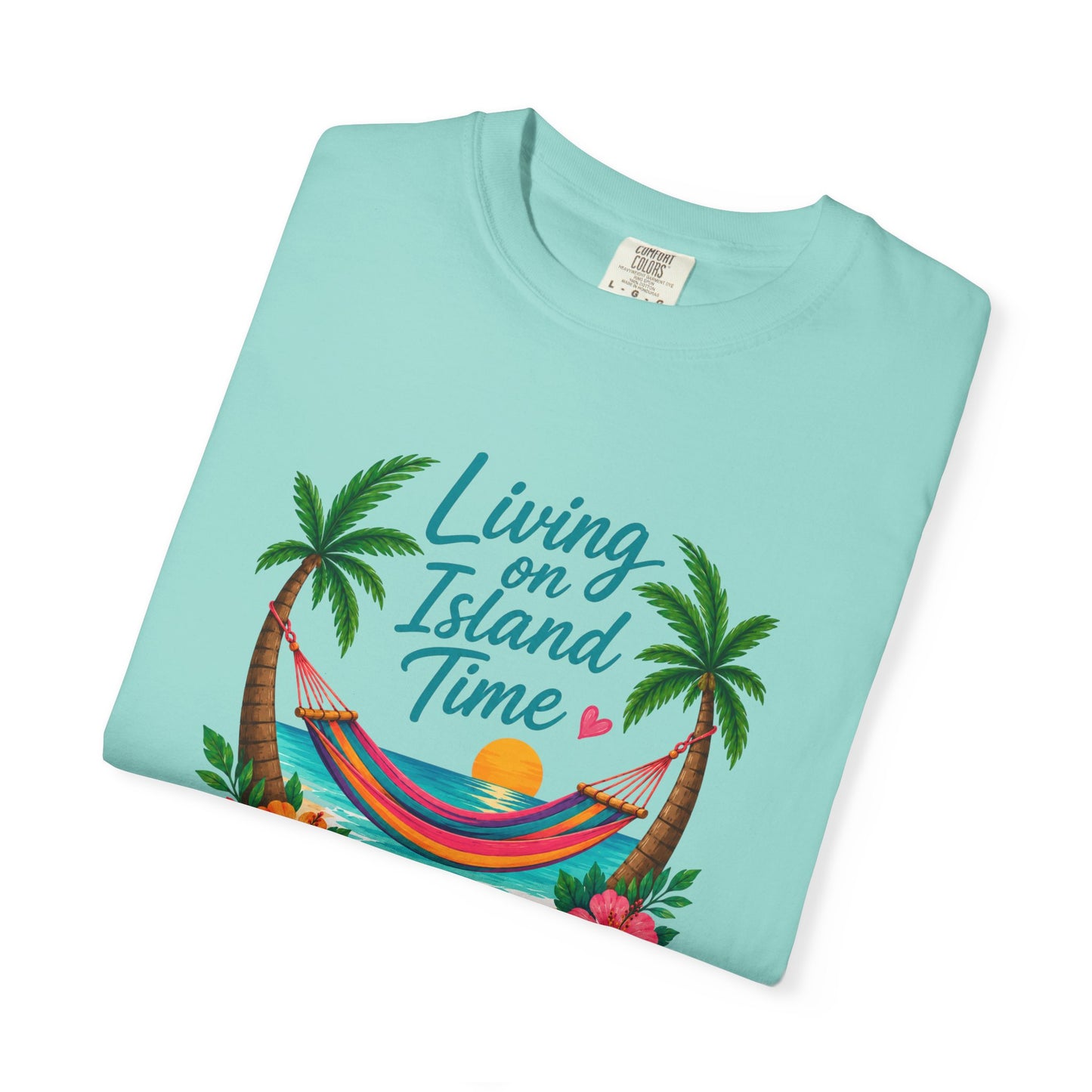 Island Time T-Shirt — "Living on Island Time" Tropical Hammock Tee