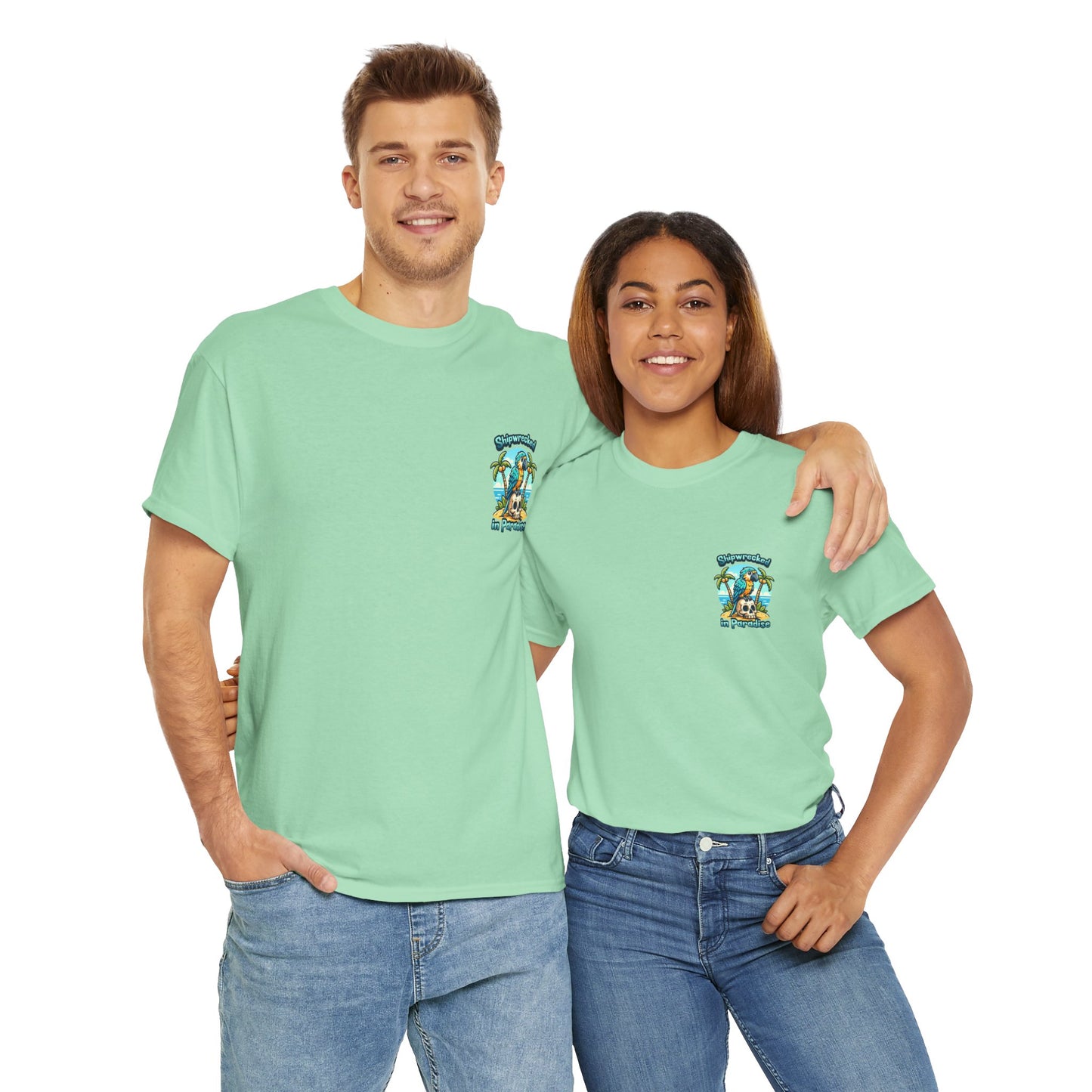 Shipwrecked in Paradise Tropical Unisex Heavy Cotton T-Shirt