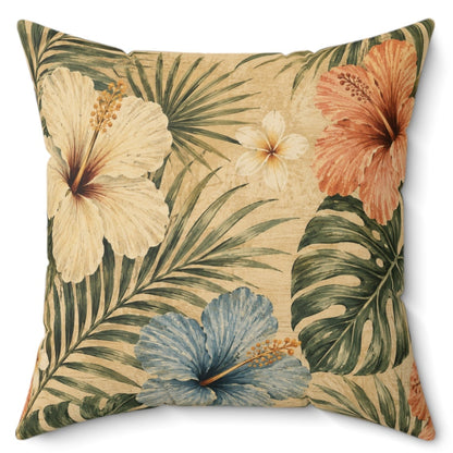 Tropical Leaves Spun Polyester Square Pillow
