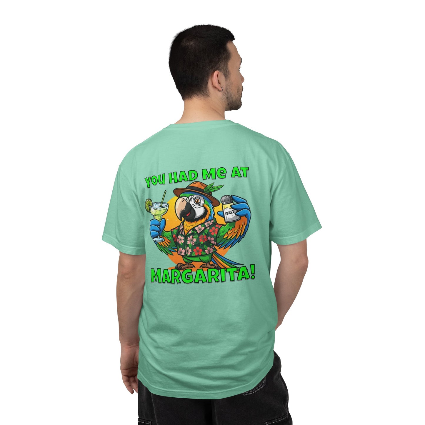 You Had Me at Margarita T-Shirt — Tropical Parrot Cocktail Tee