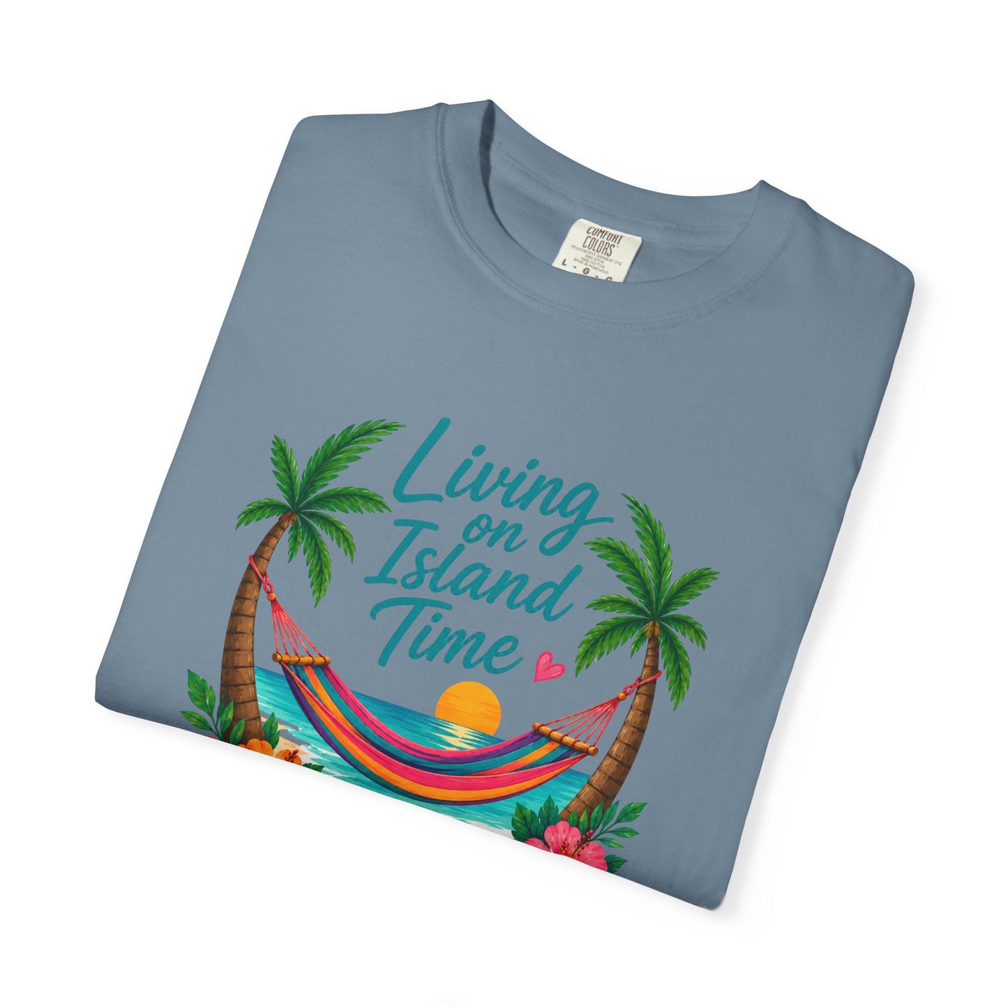 Island Time T-Shirt — "Living on Island Time" Tropical Hammock Tee