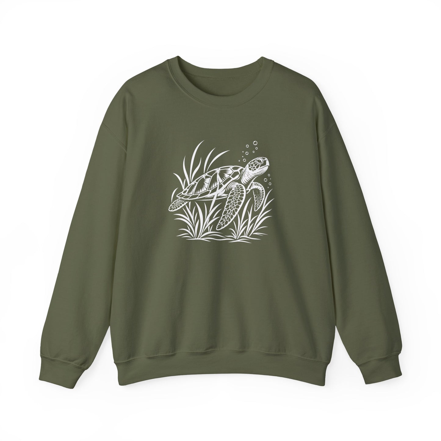 Sea Turtle Crewneck Sweatshirt — Hand-Drawn Marine Life Graphic