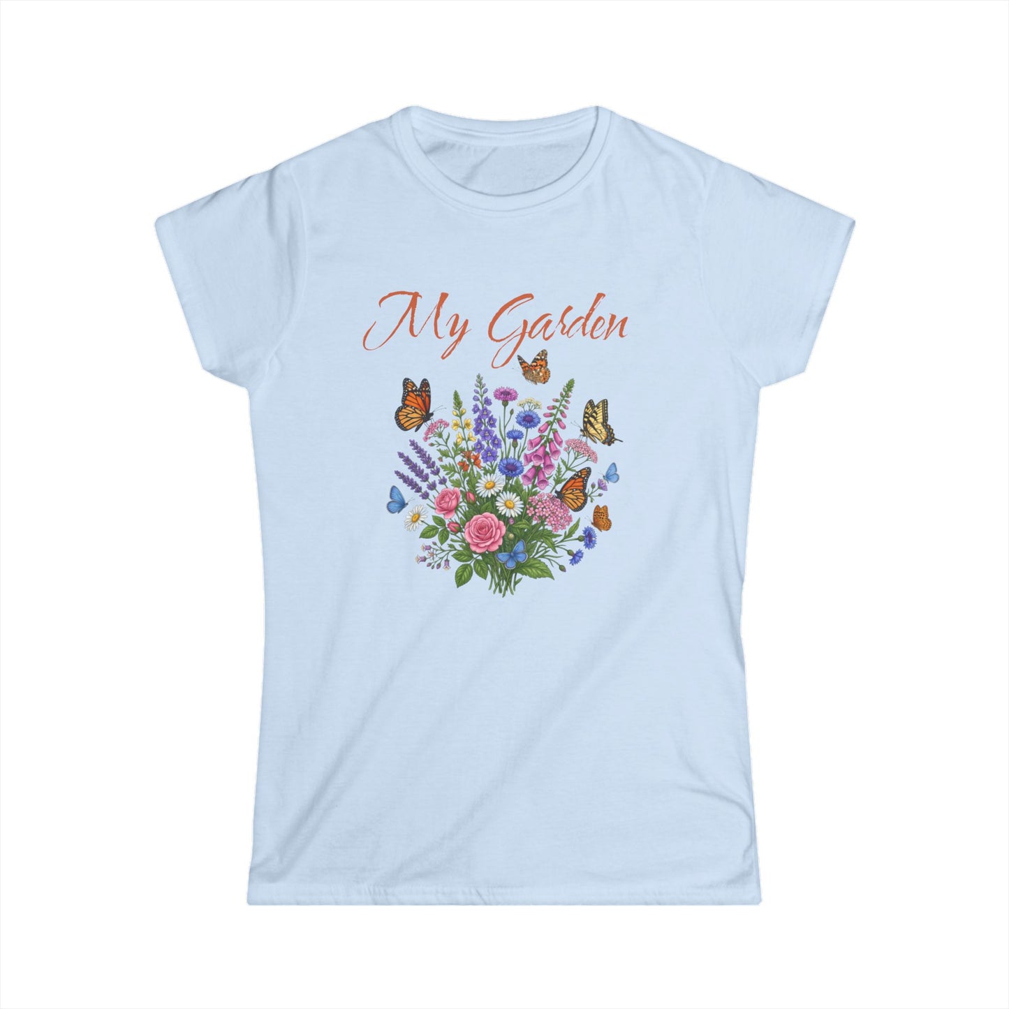My Garden Floral Tee — Women's Bouquet & Butterflies Spring Shirt at Caribbean Rays