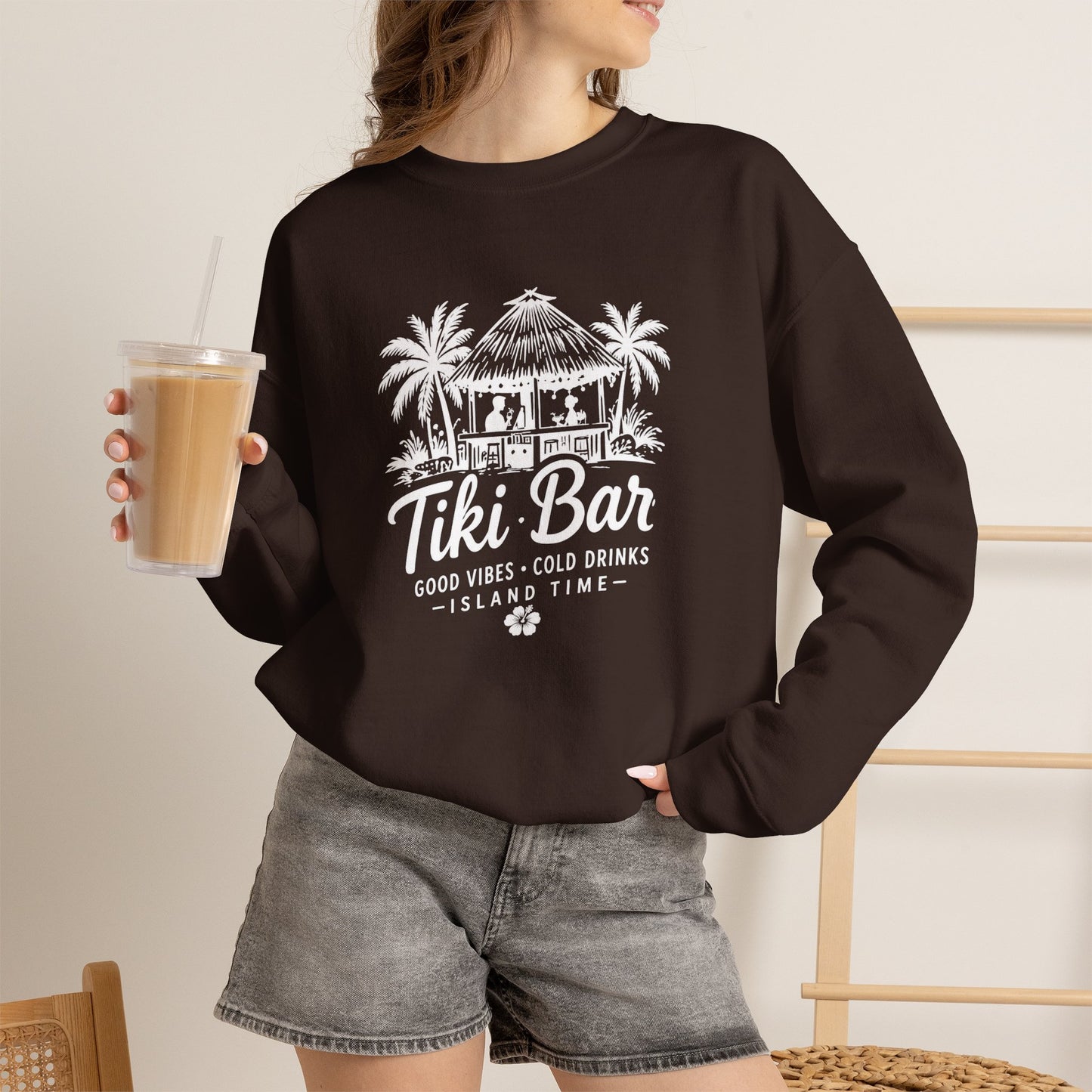 Tiki Bar Crewneck Sweatshirt – Island Vibes Graphic Pullover