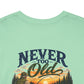 T-Shirt — "Never Too Old to Fish" Fishing Tee (Sunset Lake Design)
