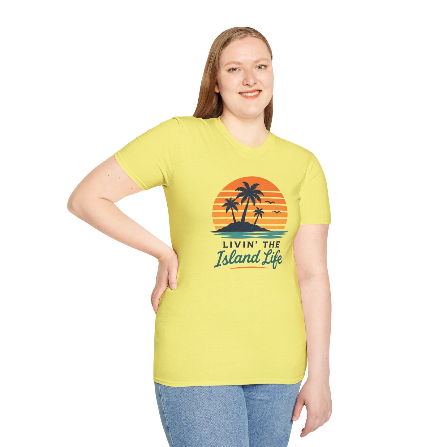 Island Life T-Shirt — "Livin' The Island Life" Retro Palm Sunset Tee